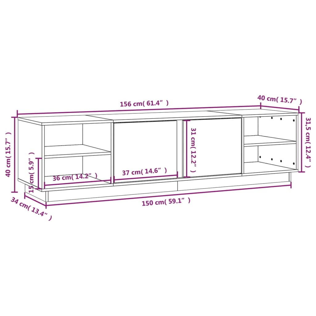 Mobile Porta TV 156x40x40 cm in Legno Massello di Pino 814454