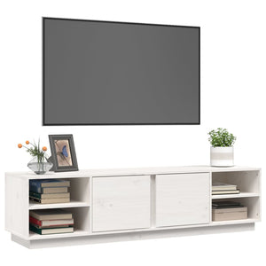 Mobile Porta TV Bianco 156x40x40 cm in Legno Massello di Pino