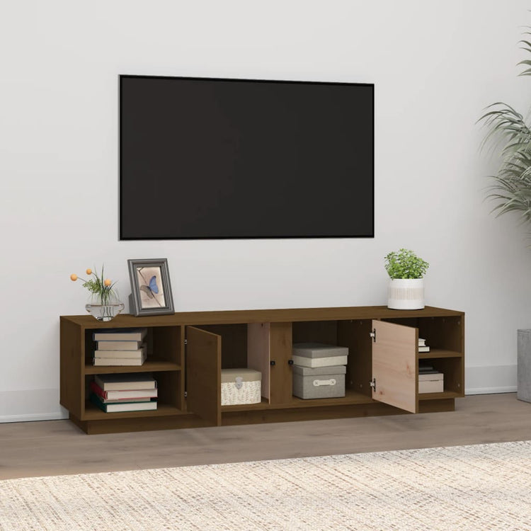 Mobile Porta TV Miele 156x40x40 cm in Legno Massello di Pino