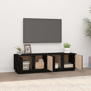 Mobile Porta TV Nero 140x40x40 cm in Legno Massello di Pino cod mxl 10139