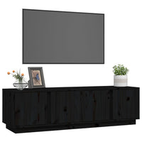 Mobile Porta TV Nero 140x40x40 cm in Legno Massello di Pino cod mxl 10139