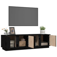 Mobile Porta TV Nero 140x40x40 cm in Legno Massello di Pino cod mxl 10139