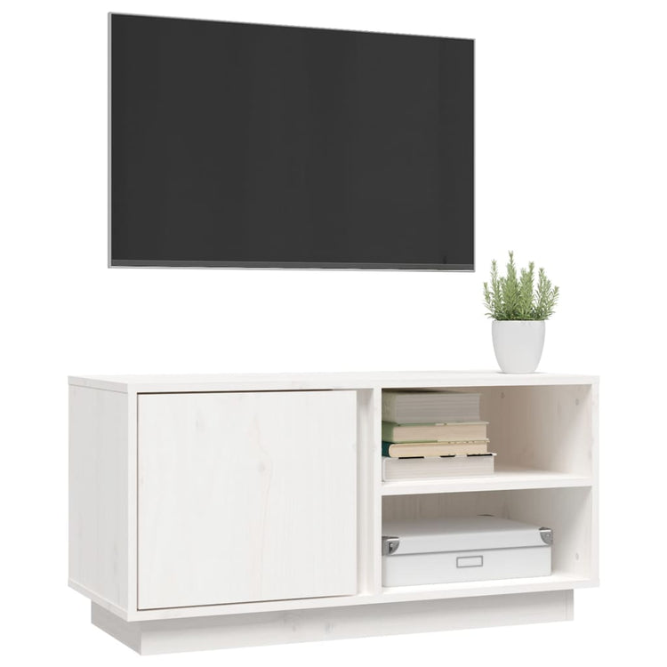 Mobile Porta TV Bianco 80x35x40,5 cm in Legno Massello di Pino cod mxl 15928