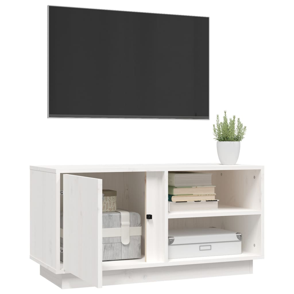 Mobile Porta TV Bianco 80x35x40,5 cm in Legno Massello di Pino cod mxl 15928