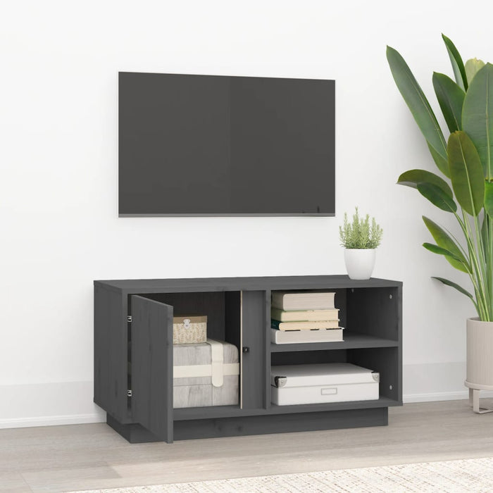 Mobile Porta TV Grigio 80x35x40,5 cm in Legno Massello di Pino cod mxl 7031