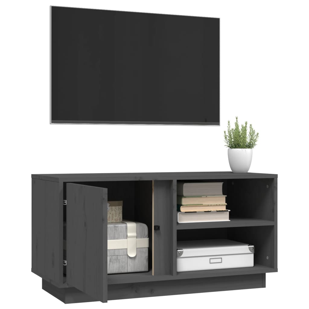 Mobile Porta TV Grigio 80x35x40,5 cm in Legno Massello di Pino cod mxl 7031