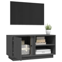 Mobile Porta TV Grigio 80x35x40,5 cm in Legno Massello di Pino 814466