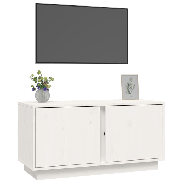 Mobile Porta TV Bianco 80x35x40,5 cm in Legno Massello di Pino cod mxl 26286