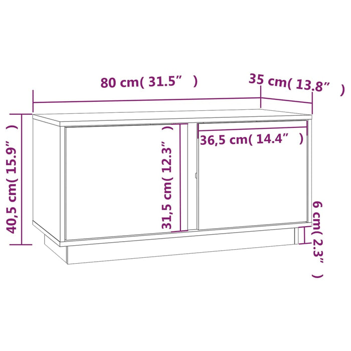 Mobile Porta TV Bianco 80x35x40,5 cm in Legno Massello di Pino cod mxl 26286