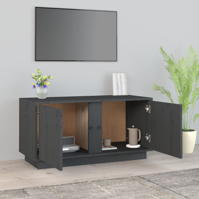 Mobile Porta TV Grigio 80x35x40,5 cm in Legno Massello di Pino cod mxl 26287