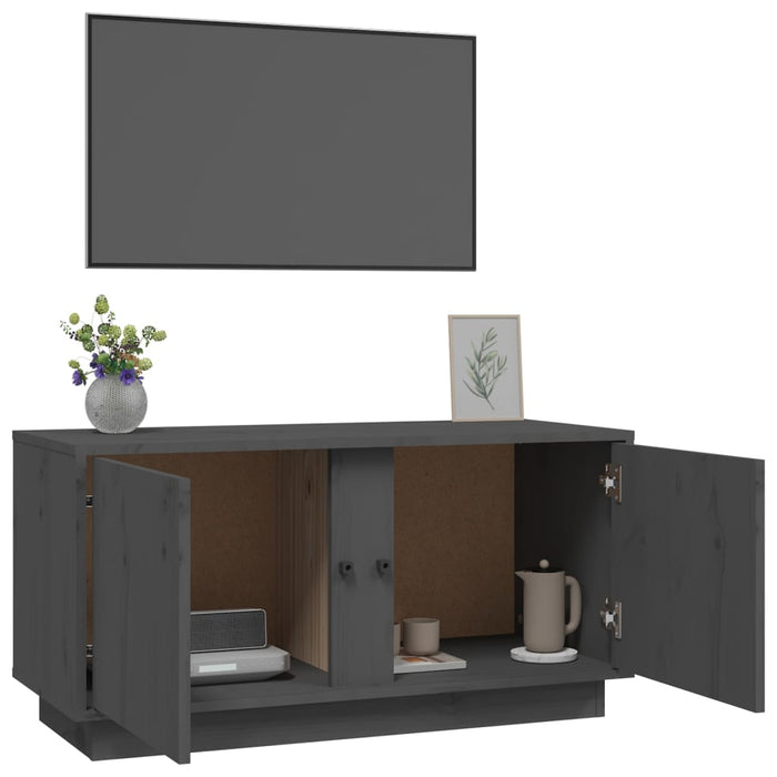 Mobile Porta TV Grigio 80x35x40,5 cm in Legno Massello di Pino cod mxl 26287