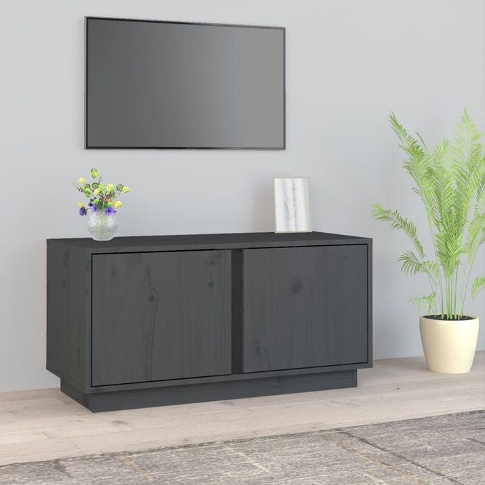 Mobile Porta TV Grigio 80x35x40,5 cm in Legno Massello di Pino cod mxl 26287