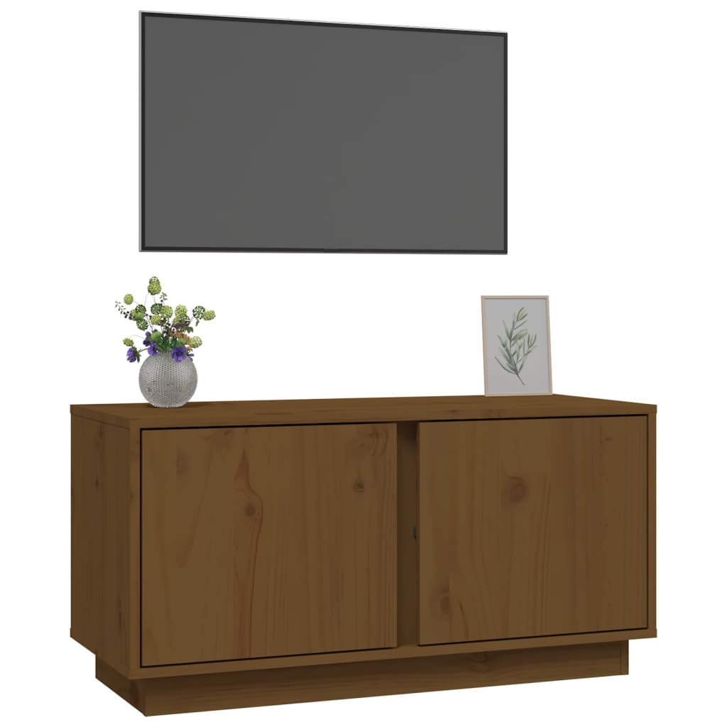 Mobile Porta TV Miele 80x35x40,5 cm in Legno Massello di Pino cod mxl 26696