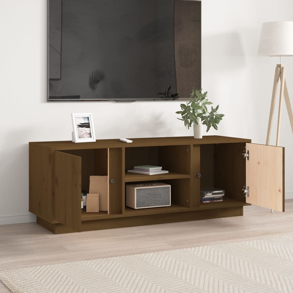 Mobile Porta TV Miele 110x35x40,5 cm in Legno Massello di Pino cod 11236