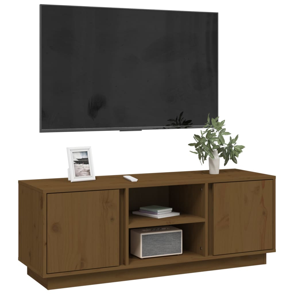 Mobile Porta TV Miele 110x35x40,5 cm in Legno Massello di Pino cod 11236