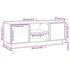 Mobile Porta TV Miele 110x35x40,5 cm in Legno Massello di Pino cod 11236