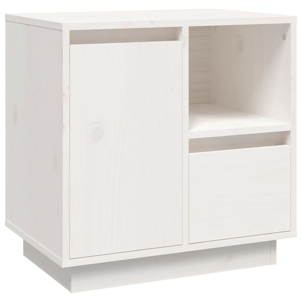 Comodino Bianco 50x34x50 cm in Legno Massello di Pino 814481