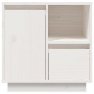 Comodino Bianco 50x34x50 cm in Legno Massello di Pino 814481