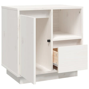 Comodini 2 pz Bianco 50x34x50 cm in Legno Massello di Pino 814482