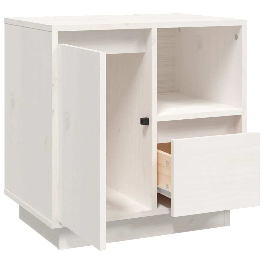 Comodini 2 pz Bianco 50x34x50 cm in Legno Massello di Pino 814482