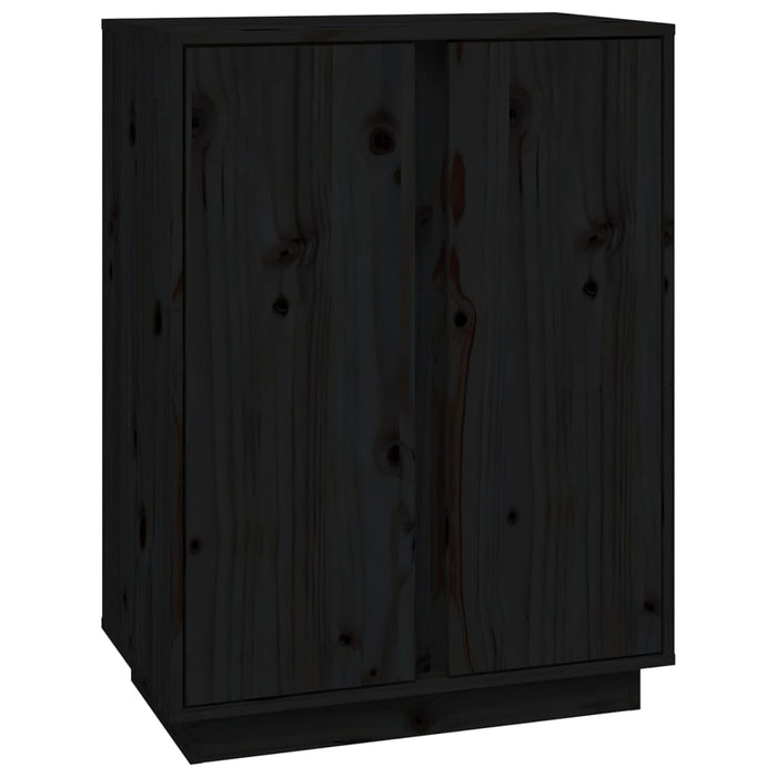 Credenza Nera 60x35x80 cm in Legno Massello di Pino 814493