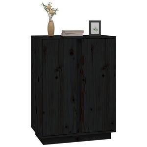 Credenza Nera 60x35x80 cm in Legno Massello di Pino 814493