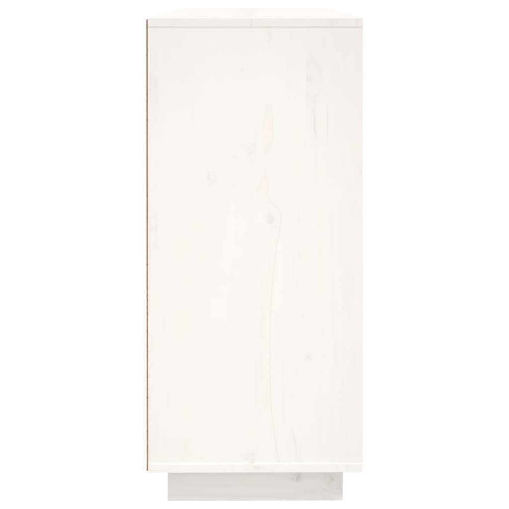 Credenza Bianca 120x35x80 cm in Legno Massello di Pino 814495