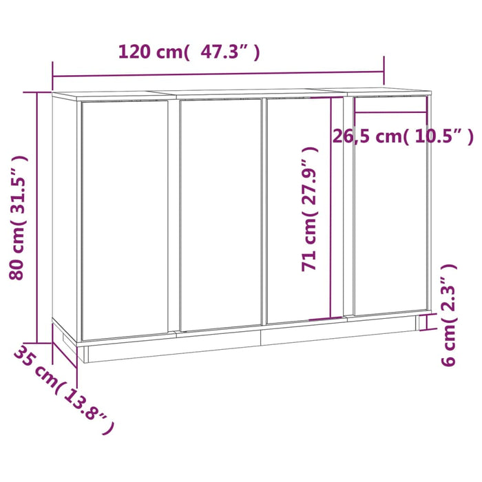 Credenza Bianca 120x35x80 cm in Legno Massello di Pino cod mxl 5798