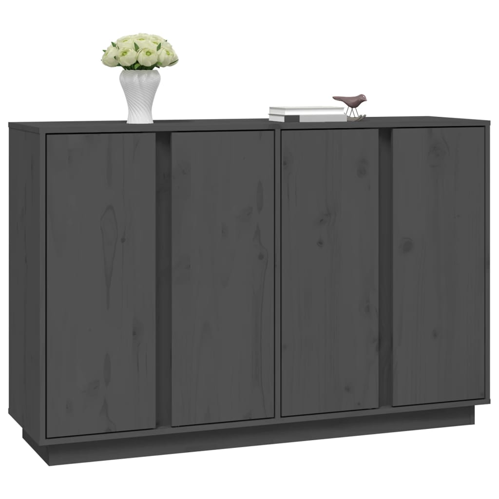 Credenza Grigia 120x35x80 cm in Legno Massello di Pino cod mxl 35665