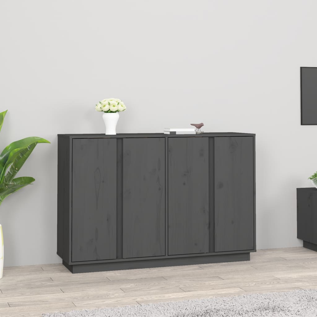 Credenza Grigia 120x35x80 cm in Legno Massello di Pino cod mxl 35665