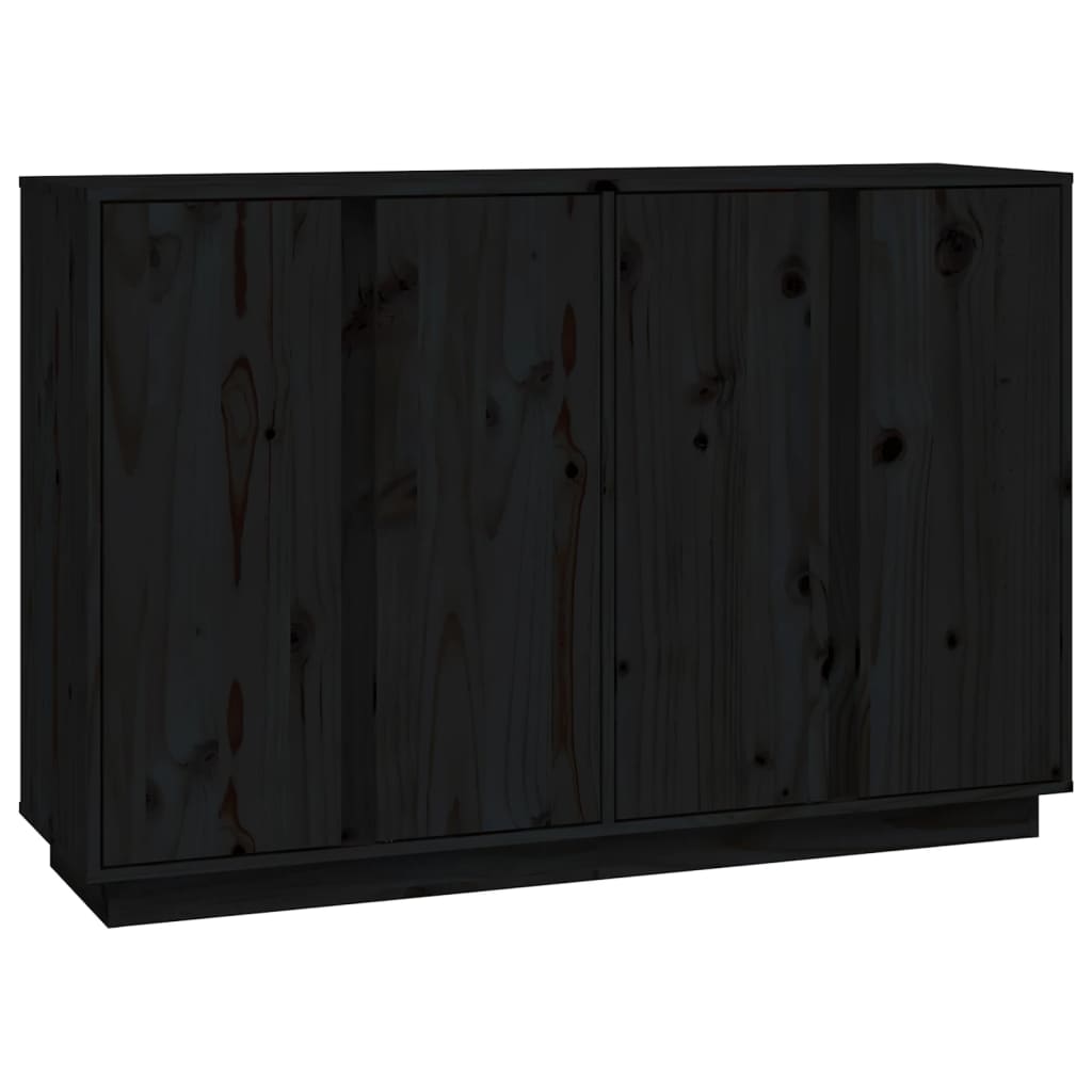 Credenza Nera 120x35x80 cm in Legno Massello di Pino 814498