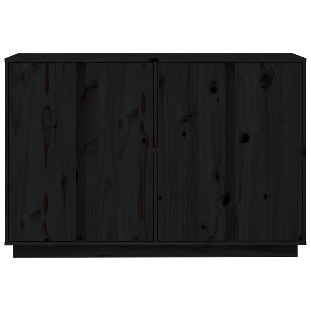 Credenza Nera 120x35x80 cm in Legno Massello di Pino 814498