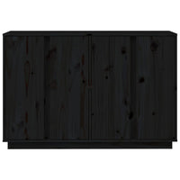 Credenza Nera 120x35x80 cm in Legno Massello di Pino 814498