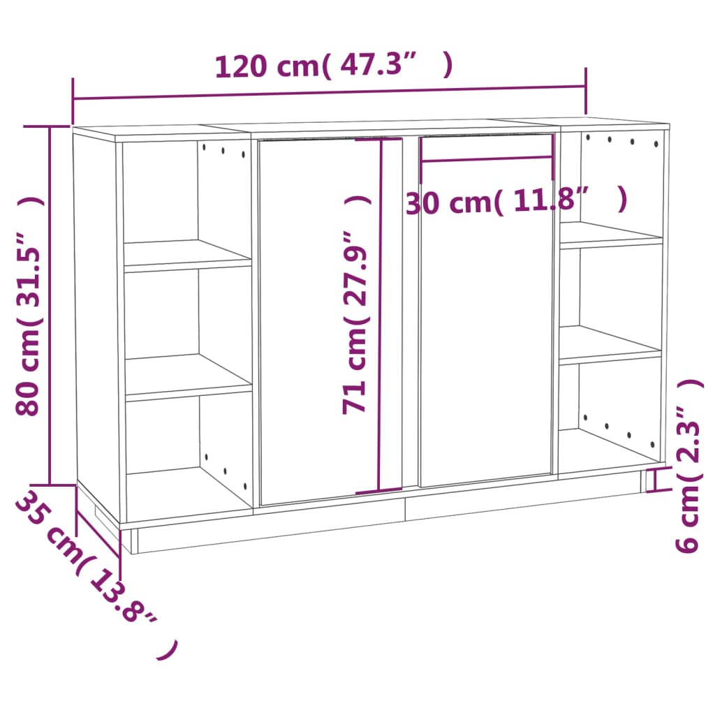 Credenza 120x35x80 cm in Legno Massello di Pino cod mxl 24405