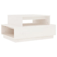 Tavolino da Salotto Bianco 80x55x40,5 cm Legno Massello di Pino