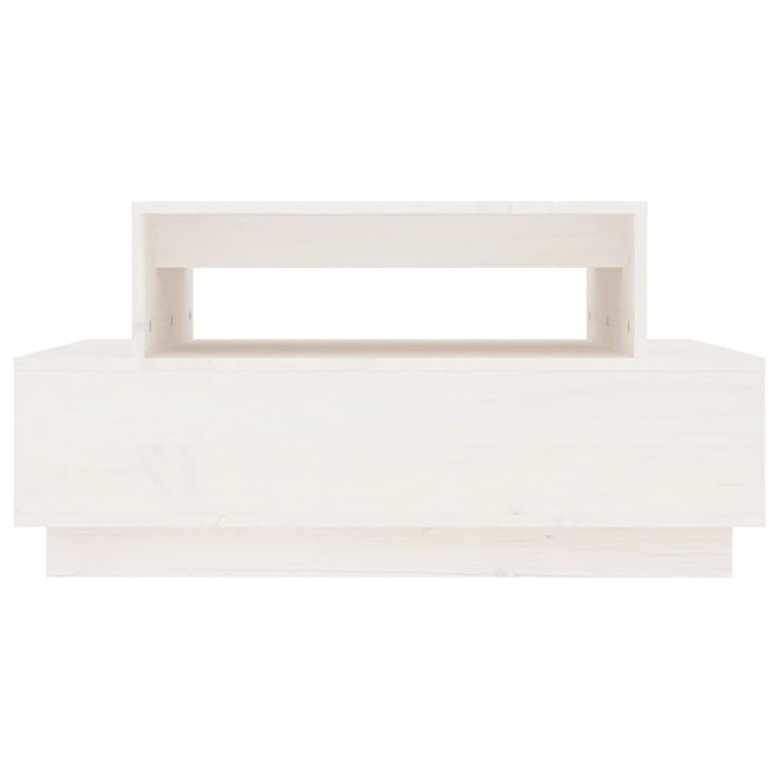 Tavolino da Salotto Bianco 80x55x40,5 cm Legno Massello di Pino