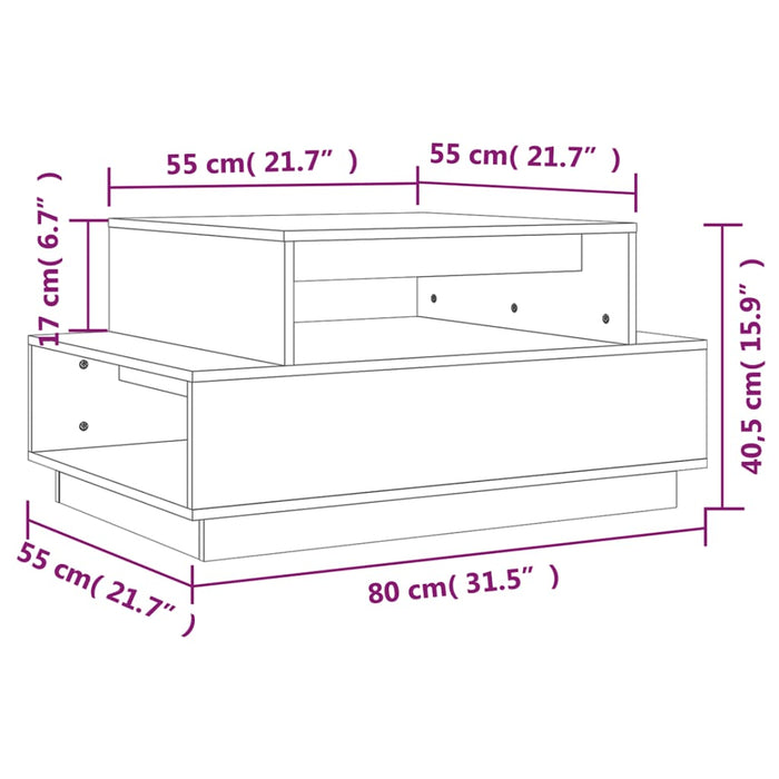 Tavolino da Salotto Miele 80x55x40,5 cm Legno Massello di Pino