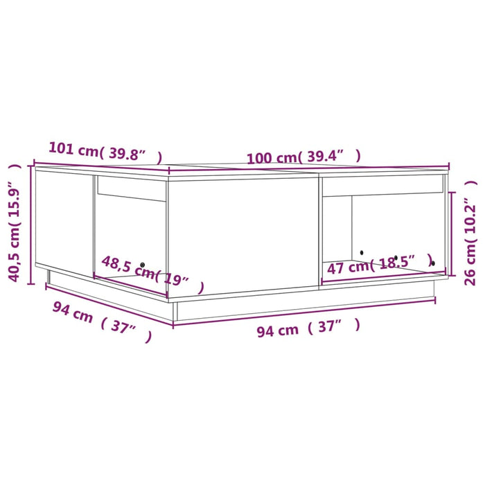 Tavolino da Salotto 100x101x40,5 cm in Legno Massello di Pino 814519