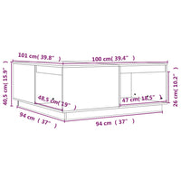 Tavolino da Salotto Nero 100x101x40,5 cm Legno Massello di Pino