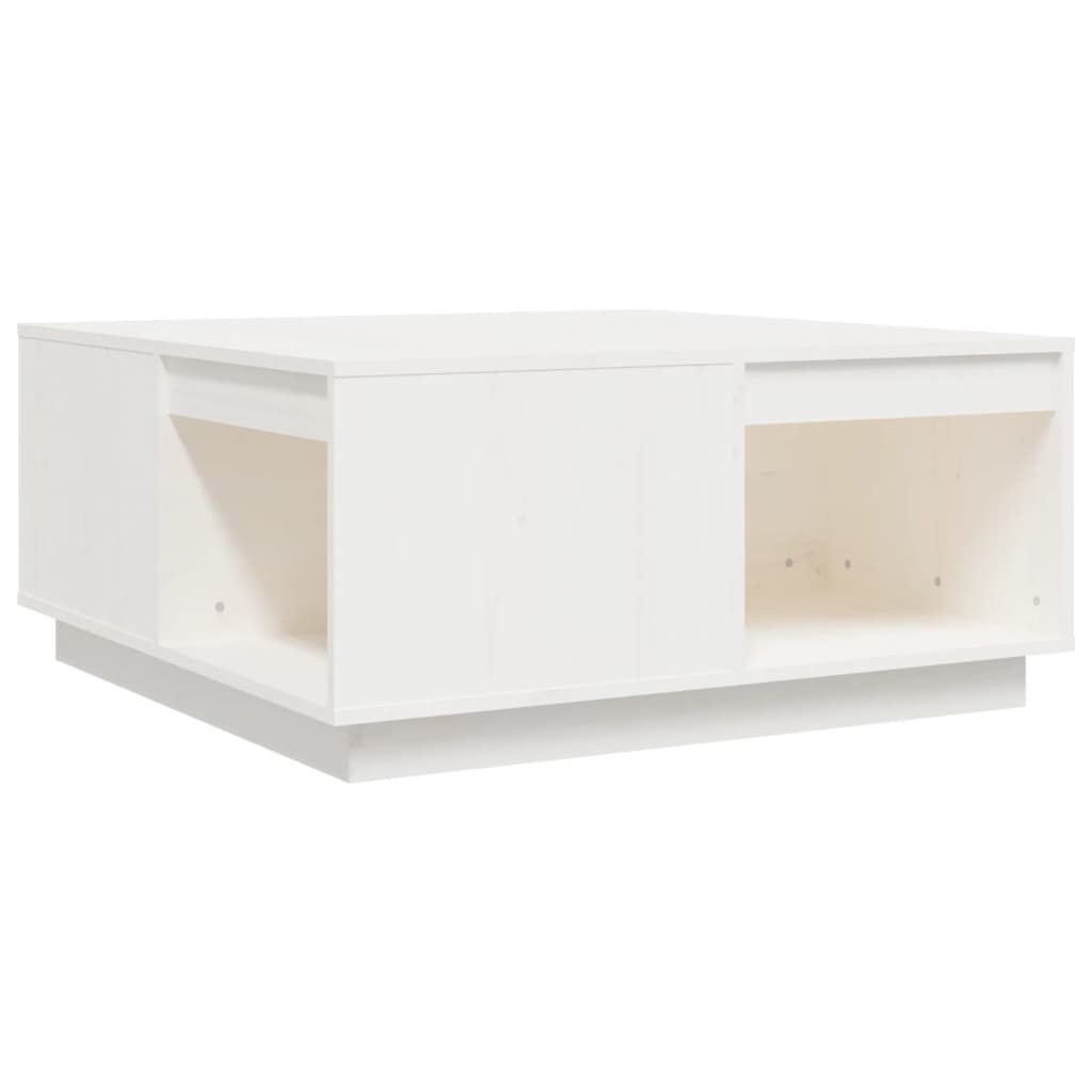 Tavolino da Salotto Bianco 80x81x36,5 cm Legno Massello di Pino 814525