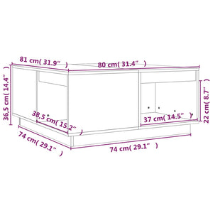 Tavolino da Salotto Miele 80x81x36,5 cm Legno Massello di Pino cod 11475