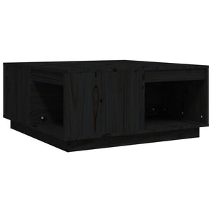 Tavolino da Salotto Nero 80x81x36,5 cm Legno Massello di Pino