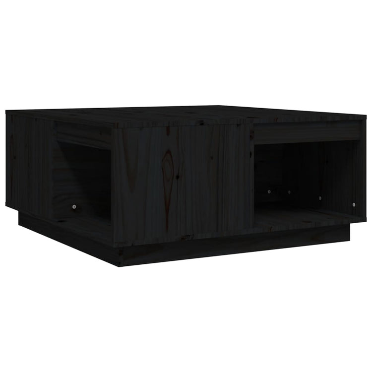 Tavolino da Salotto Nero 80x81x36,5 cm Legno Massello di Pino