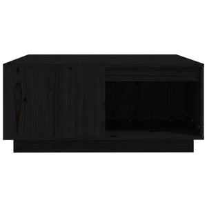 Tavolino da Salotto Nero 80x81x36,5 cm Legno Massello di Pino