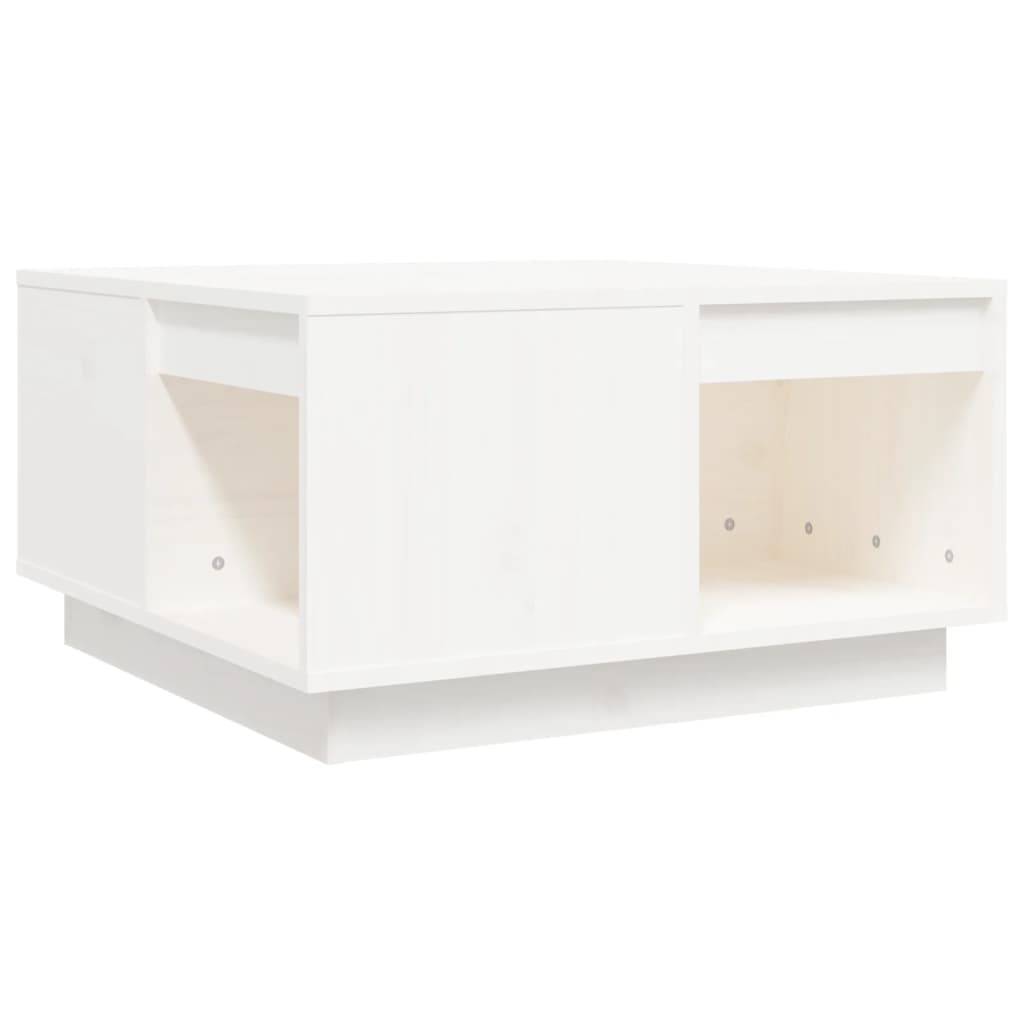 Tavolino da Salotto Bianco 60x61x32,5 cm Legno Massello di Pino