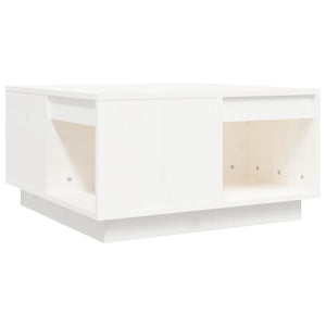 Tavolino da Salotto Bianco 60x61x32,5 cm Legno Massello di Pino