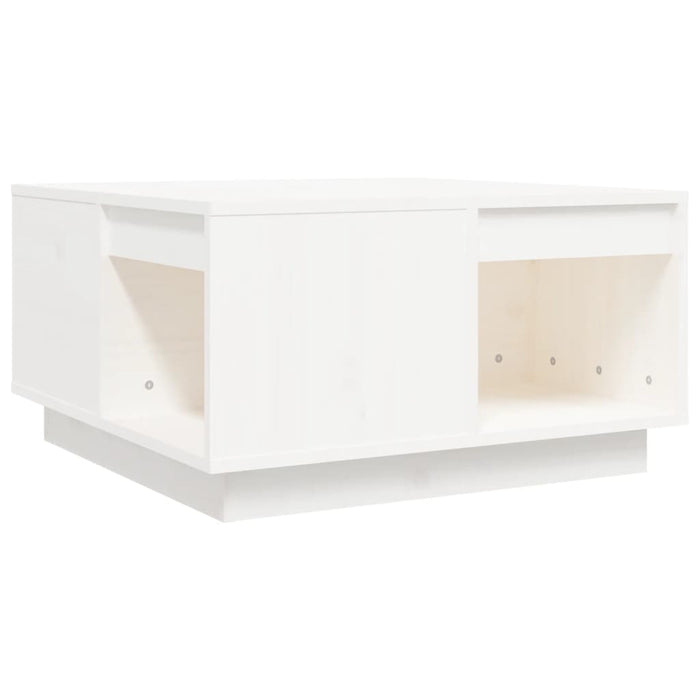 Tavolino da Salotto Bianco 60x61x32,5 cm Legno Massello di Pino