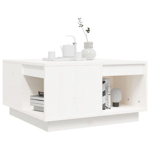 Tavolino da Salotto Bianco 60x61x32,5 cm Legno Massello di Pino