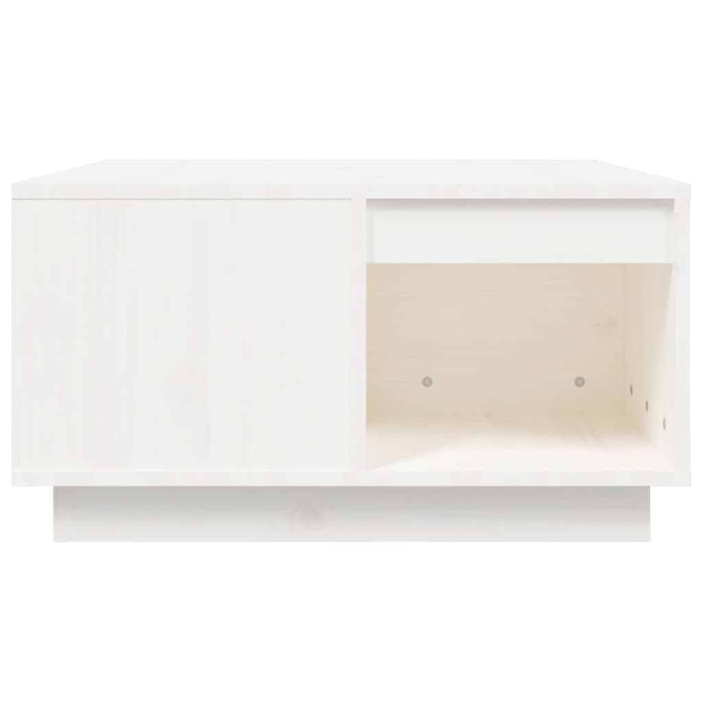 Tavolino da Salotto Bianco 60x61x32,5 cm Legno Massello di Pino