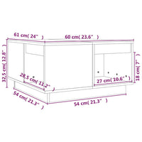 Tavolino da Salotto Bianco 60x61x32,5 cm Legno Massello di Pino